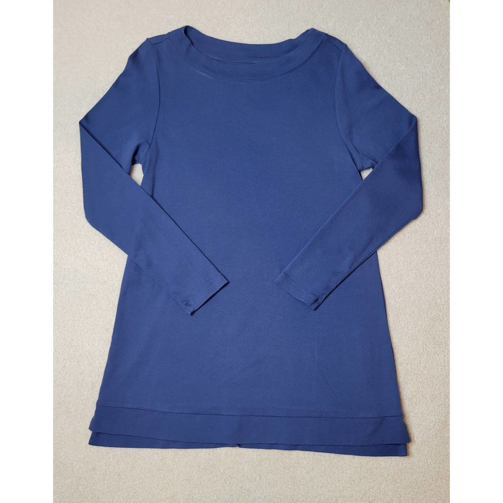 J.Jill Perfect Pima Boat Neck Long-Sleeve Tunic Medium Blue